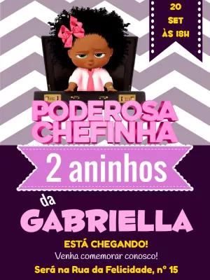 Convite Aniversário Poderosa Chefinha para Editar Online