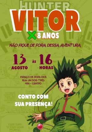 Convite de Aniversário Hunter x Hunter Editável Online