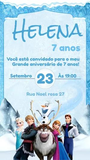 Convite de Aniversário Frozen com Personagens para Editar