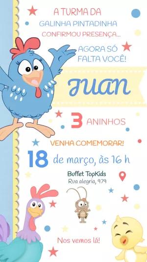 Convite Aniversário Galinha Pintadinha para Editar Online
