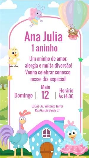 Convite Aniversário Galinha Pintadinha Candy para Editar Online