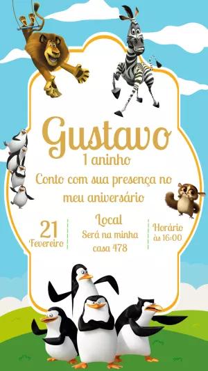 Convite de Aniversário Madagascar para Editar Online