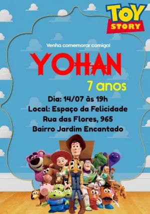 Convite de Aniversário Toy Story com Personagens para Editar