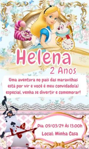 Convite Aniversário Alice no País das Maravilhas para Editar