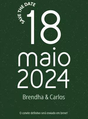 Save the Date Casamento Moderno Verde para Editar Online