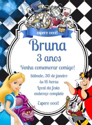 Convite de Aniversário Alice no País das Maravilhas para Editar