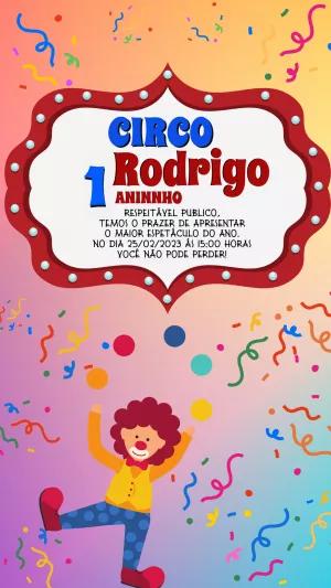 Convite de Aniversário Circo Colorido para Editar Online