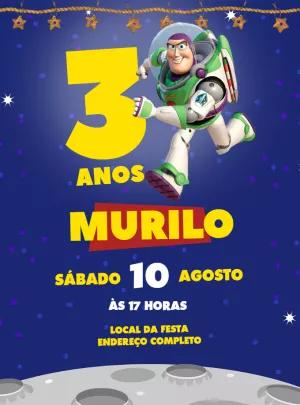 Convite de Aniversário Buzz Lightyear Toy Story para Editar