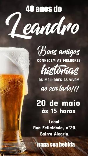Convite de Aniversário Masculino Cerveja para Editar Online
