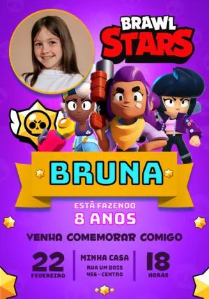 Convite de Aniversário Brawl Stars com Foto Editável Online