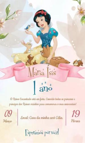 Convite de Aniversário Branca de Neve para Editar Online