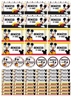 Kit de Etiquetas Escolares Mickey Mouse Editável Online