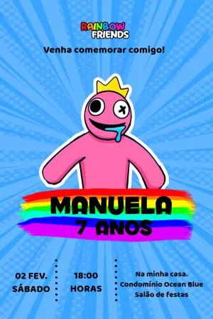 Convite de Aniversário Rainbow Friends Roblox para Editar Online