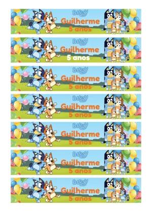 Rótulo de Garrafa Aniversário Bluey e Bingo para Editar Online