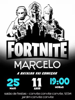 Convite de Aniversário Fortnite com Personagens para Editar