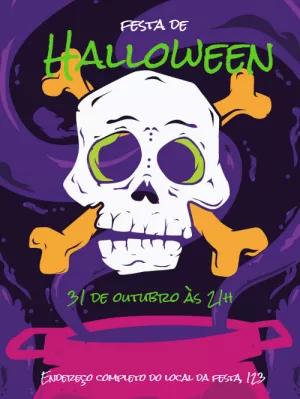 Convite de Halloween com Caveira Assustadora para Editar Online