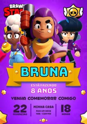 Convite de Aniversário Brawl Stars Menina para Editar Online