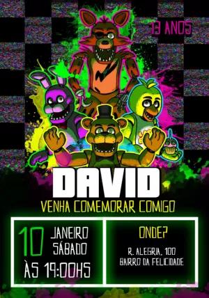 Convite Aniversário Five Nights at Freddy's Editável Online