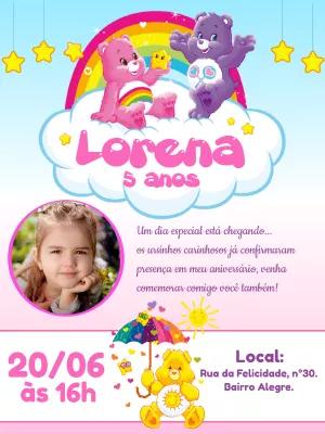 Convite Aniversário Ursinhos Carinhosos com Foto para Editar