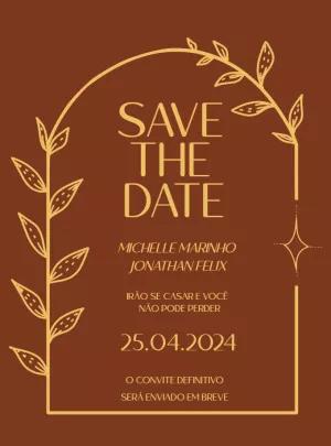 Convite Save the Date Casamento Terracota para Editar Online
