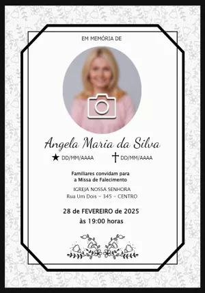 Convite de Missa de Falecimento com Foto para Editar Online