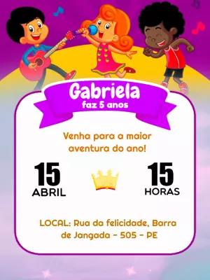 Convite 3 Palavrinhas Aniversário com Personagens para Editar