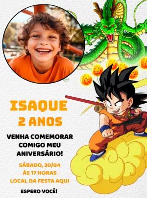 Convite de Aniversário Dragon Ball Z com Foto para Editar Online