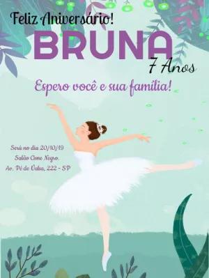 Convite Aniversário Bailarina Delicada para Editar Online