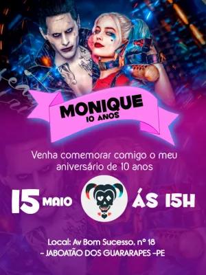 Convite de Aniversário Alerquina e Coringa para Editar Online
