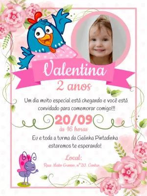 Convite Aniversário Galinha Pintadinha com Foto para Editar