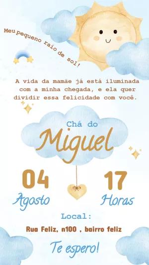 Convite Chá de Bebê Raio de Sol para Editar Online