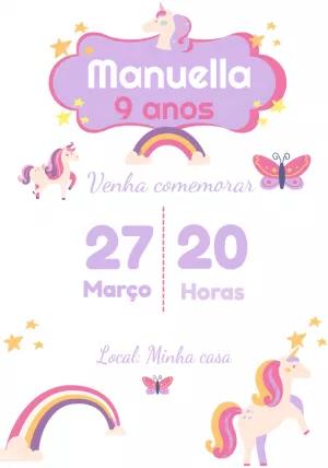 Convite de Aniversário Unicórnio Mágico para Editar Online