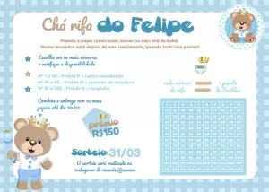 Convite Chá Rifa Ursinho Príncipe Azul para Editar Online