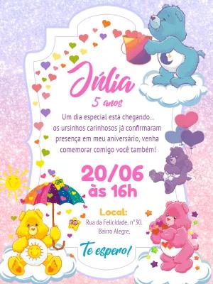 Convite de Aniversário Ursinhos Carinhosos para Editar Online