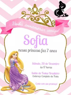Convite Aniversário Rapunzel Princesa para Editar Online