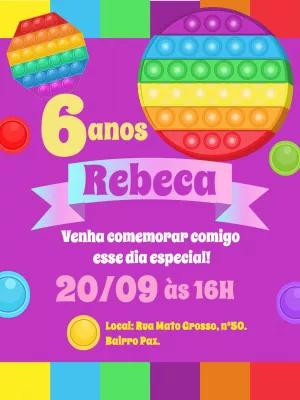 Convite de Aniversário Pop It Colorido para Editar Online