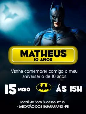 Convite de Aniversário Batman para Editar Online