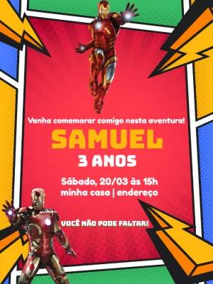 Convite de Aniversário Homem de Ferro para Editar Online