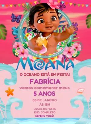 Convite de Aniversário Moana Baby para Editar Online