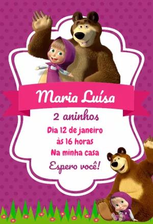 Convite de Aniversário Masha e o Urso para Editar Online