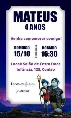 Convite de Aniversário Onward Dois Irmãos para Editar Online