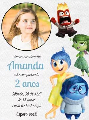 Convite Aniversário Divertidamente com Foto para Editar Online