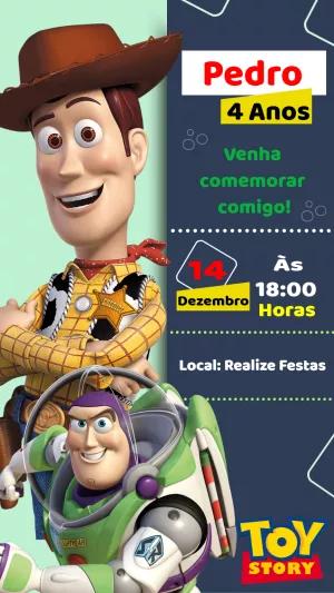 Convite de Aniversário Toy Story com Personagens para Editar