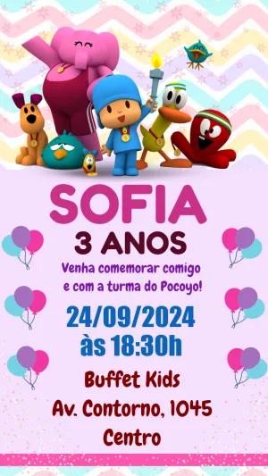 Convite de Aniversário Pocoyo e Turma para Editar Online
