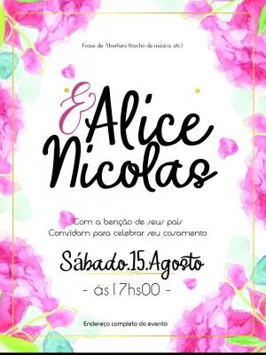 Convite de Casamento Floral Aquarela para Editar Online