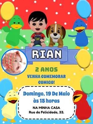 Convite Aniversário Bento e Totó com Foto para Editar Online