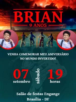 Convite Aniversário Stranger Things com Foto para Editar Online