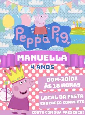 Convite de Aniversário Peppa Pig para Editar Online