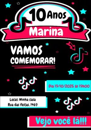 Convite de Aniversário Tema TikTok para Editar Online