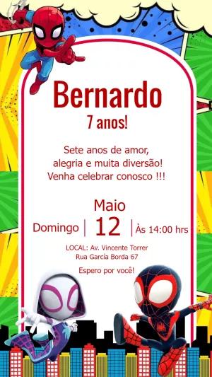 Convite Aniversário Spidey e Amigos para Editar Online